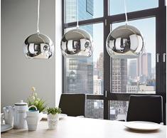 DELIFE Hängeleuchte Pentola Chrom Silberfarben 75 cm 3 Schirme Deckenlampe