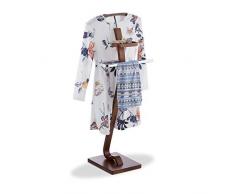 Relaxdays, Dunkelbraun Herrendiener Wallnussoptik, Stummer Diener aus Holz & Metall, Kleiderbutler HBT 112 x 46,5 x 33cm, Metall, Holz, MDF, 5 x 33 cm