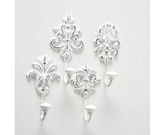 Home Collection Garderobe Haken Wandhaken 4er Set sort.15cm Eisen weiß
