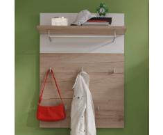 Trendteam Garderobe Gardrobenpaneel Campus, 80 x 109 x 30 cm in Eiche San Remo Hell Dekor, Absetzung Weià mit Ablageboden und fünf Kleiderhaken