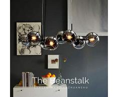 ZMH LED Pendelleuchte esstisch Hängeleuchte mit 8-Flammig Glas Kugel Leuchte Pendellampe Esszimmerlampe Hängellampe Wohnzimmerlampe Schlafzimmerleuchte Innenleuchte (Rauchgrau)