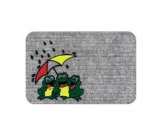 Schmutzfangmatte / Fußmatte / Fussmatte / Fußabstreifer / Fußabtreter / Schmutzmatte Modell ,, THERMOFLOCK Frosch / Frogs Design durch Flock und Thermoprint grau / Tierfußabstreifer / witzig lustig