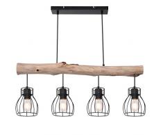 Design Decken Hänge Leuchte Holz Balken Pendel Spot Ess Zimmer Retro Gitter Lampe Globo 15326-4N