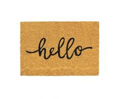 Nicola Spring Fußmatte aus Kokosfaser - rutschfeste PVC-Unterseite - „Hello“-Motiv - 40 x 60 cm
