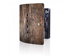 banjado - Design Edelstahl Schlüsselschrank von Burg-Wächter mit Motiv Altes Holz