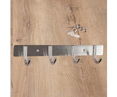Gedotec Hakenleiste Garderobe - Küche Kleiderhaken Edelstahl - GR10148 | Garderobenleiste mit 4 Haken für Kleidung - Schlüssel | Wand-Haken zum Schrauben | 1 Stück - Design Garderobenhaken-Leiste Türe