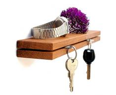 Kardamov Studio Schlüsselbrett Holz in 32cm| Handgemachte Schlüsselleiste aus Eiche in Berlin | Modern Schlüsselhalter mit Ablage