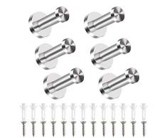 NAHUAA 6 Stück Handtuchhaken Edelstahl Garderobenhaken Kleiderhaken Wandhaken Gebürstet Vernickelt Wandmontage Handtuchhalter Garderobe Haken für Kleider Bad Wand Tür Mantel Hacken 3 Zoll