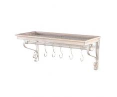 DESIGN DELIGHTS Vintage GARDEROBENREGAL Lily | antik-weiß, 61 cm, Shabby Chic | Wandgarderobe, Küchenregal, rustikaler Kleiderhaken