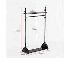 GOG Garderobenständer, Garderobenständer Kleiderständer, Kleiderständer aus Eisen, Standgarderobe, Taschenständer,Schwarz,100 * 40 * 160 cm