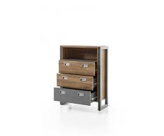 Beauty.Scouts Sideboard Java Living II Kommode, Highboard, Schubkastenschrank, Wohnzimmerschrank, Dielenkommode, Stirling Oak Nachbildung, 75 x 100 x 35 cm