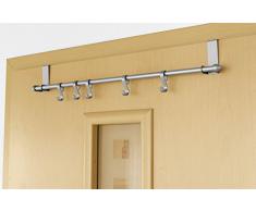 Türgarderobe mit 5 variablen Haken, silber lackiert