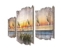 Kreative Feder Abendspaziergang am Strand Designer Wandgarderobe Flurgarderobe Wandpaneele 95 x 60 cm aus MDF DTGH121