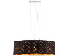 Luxus Decken Pendel Leuchte Wohn Zimmer Beleuchtung Textil Hänge Lampe schwarz gold Globo 15229H2