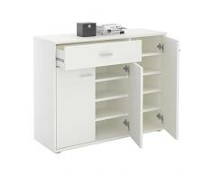 CARO-Möbel Schuhschrank DEUSTO Schuhregal Schuhkommode mit 1 Schublade und 3 Türen in weiß