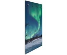 Wallario Wandgarderobe aus Glas in Größe 50 x 125 cm in Premium-Qualität, Motiv: Polarlicht in Schweden | 7 Kleiderhaken zum Aufhängen von Jacken