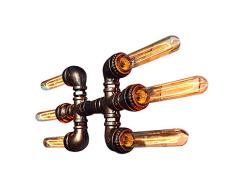 RENYAFEI Vintage Industrielle Wandlampe Wasserrohr Wandleuchte Amerikanischer Industriestil Für Treppenhausleuchten Im Restaurantkorridor E27 (Ohne Lichtquelle),Red Rust