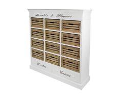 MyFlair Schuhkommode, MDF, Paulownia, Holzfarbend, Weiß Antik, 120 x 34 x 131 cm
