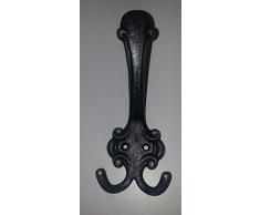 Haken Handtuchhaken Kleiderhaken Huthaken Garderobenhaken Doppelhaken Metall imitiertes Schmiedeeisen,=R-6290, 160mm