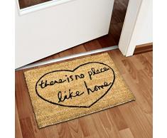 Relaxdays Fußmatte Kokos NO PLACE LIKE HOME 40 x 60cm Kokosmatte mit rutschfestem PVC Boden Fußabtreter aus Kokosfaser als Schmutzfangmatte und Sauberlaufmatte Fußabstreifer für Außen und Innen, braun