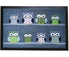 Trendstern Trendprodukteshop Fußmatte Fußabtreter Schmutzmatte Motiv Design Eule OWL (grau)
