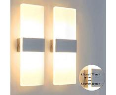 Glighone 2x 12W LED Wandlampe Wandleuchte Innen Modern Weiss Up und Down aus Acryl Warmweiss Flurlampe Innenleuchten für Wohnzimmer Schlafzimmer Esszimmer Treppenhaus Flur Korridor usw.