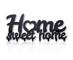 M-KeyCases Home Sweet Home Wand-Organizer Schlüsselbrett (8-Haken) Dekorativer Schlüssel-Board Hakenleiste Schlüsselleiste Vintage Decor Haus-tür Küche Fahrzeug-schlüssel Aufhänger, Hsh Schwarz