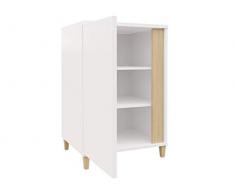 Mirjan24 Kommode Marokko 50R MR02 Anrichte, Mehrzweckschrank, 1 Tür, Dielenkommode, Highboard, Sideboard, Wohnzimmer Schrank (Weiß/Weiß Hochglanz + natürliches Furnier, Rechts)