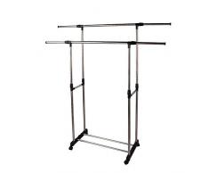 Kleiderstange Mit, Verstellbar und Faltbar Schwerlast Metall Kleiderständer Stabiler Garderobenständer Kleiderstange mit Doppel-Kleiderständer und Rollen