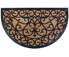 Esschert Design Schmutzfangmatte, Fußmatte in schwarz aus Gummi, mit Kokos-Einlage, halbrund, ca. 75 cm x 45 cm