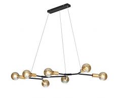 Retro Decken Pendel Leuchte Wohn Ess Zimmer Hänge Lampe schwarz messing Trio Leuchten 306700732