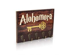 getDigital Alohomora Schlüsselbrett | Magische Schlüsselleiste mit Zauberspruch | Schlüsselboard mit 5 Schlüssel-Haken als fabelhafter Fanartikel