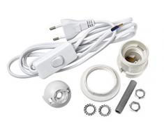 VBS Lampenfassung-Set für Tischlampen und Hängelampen E27 mit Schalter und Gewindestange Weiß