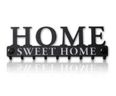 M-KeyCases Schlüsselbrett Home Sweet Home Wand-Organizer (9-Haken) Dekorativer Schlüssel-Board Hakenleiste Schlüsselleiste Vintage Decor Haus-tür Küche Fahrzeug-schlüssel Aufhänger Schwarz