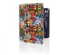 banjado Design Schlüsselkasten aus Edelstahl | 10 Haken für Schlüssel | praktischer Magnetverschluss | 24x21,5cm Motiv Funky Town