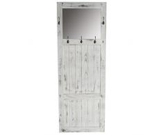 Mendler Garderobe Wandgarderobe mit Spiegel Wandhaken 180x65x7cm, Shabby-Look, Vintage ~ weiß