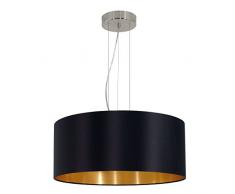 EGLO 31605 Hängeleuchte Maserlo Durchmesser 53 cm Nickel-Matt Schirm, schwarz / gold stahl