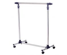 HOMCOM Kleiderständer Garderobenständer Edelstahl rollbar