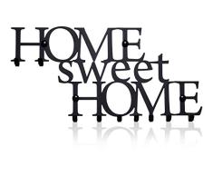 M-KeyCases Schlüsselbrett Home Sweet Home Wand-Organizer (9-Haken) Dekorativer Schlüssel-Board Hakenleiste Schlüsselleiste Vintage Decor Haus-tür Küche Fahrzeug-schlüssel Aufhänger Schwarz