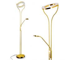 LED Stehlampe Donna, dimmbare Stehleuchte aus Metall in Messing, mit verstellbarem Lesearm, 2070 Lumen, Lichtfarbe 3000 Kelvin (warmweiß), Deckenfluter für Wohnzimmer, Flur, Esszimmer, Schlafzimmer