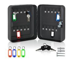 monzana® Schlüsselkasten 20 Haken inkl. 20 Schlüsselanhänger abschließbar Stahl Schlüsselschrank Box Tresor Safe