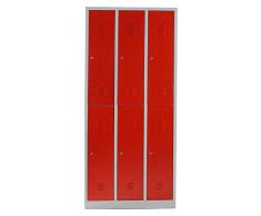 Kleiderspind 2x3 Abteile grau/rot Garderobenschrank Umkleideschrank Spint Spind