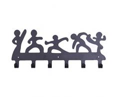 IHOOKS Wandgarderobe Schmiedeeisen Haken Wand Kleiderhaken 6 Haken Geeignet für Küche Wohnzimmer Schlafzimmer Kinderzimmer B-40 * 17 cm
