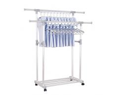 Bekleidungsgeschäft Klappbügel Haushalt Kleidung Racks, Rollkleiderständer Easy To Indoor Outdoor Multifunktions Wschetrockner Schlafzimmer Doppel Pole Garderobenständer bewegen Kostenlose Installatio