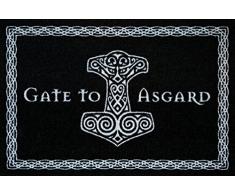 Gate To Asgard Fussmatte Wikinger Fußmatte Black Edition Schmutzmatte Türabstreifer Türmatte Odin Fußabstreifer Teppich doormat