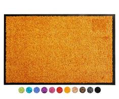 Primaflor - Ideen in Textil Schmutzfangmatte CLEAN – Orange 60x90 cm, Waschbare, rutschfeste, Pflegeleichte Fußmatte, Eingangsmatte, Küchenläufer Sauberlauf-Matte, Türvorleger für Innen & Außen