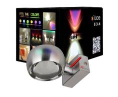 Wandleuchte s.LUCE Beam Up&Down Wandlampe mit Glaslinsen Alu-Gebürstet mit Lichteffekt Schlafzimmerleuchte moderne Effekt-Lampe Flur-Lampe Flur-Leuchte Treppenhaus-Lampe Effektleuchte