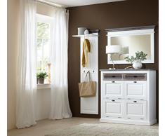 moebel-dich-auf BFK Collection Cabana Landhaus Garderobe Garderobenset mit Wandgarderobe 55072, Wandspiegel 55013 und Schuhschrank 55011