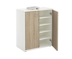 CARO-Möbel Schuhschrank LENNIS Schuhregal Schuhkommode mit 2 Türen und inklusive 4 Einlegeböden, in weiß/Sonoma Eiche