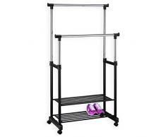 IDIMEX Garderobenwagen Kleiderständer Rollgarderobe NELMA, mit 2 Ablagen und Kleiderstangen, 4 Rollen, schwarz Chrom